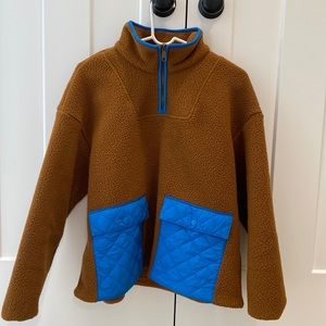 Madewell fleece quilted-pocket popover jacket- size medium - color: dried cedar